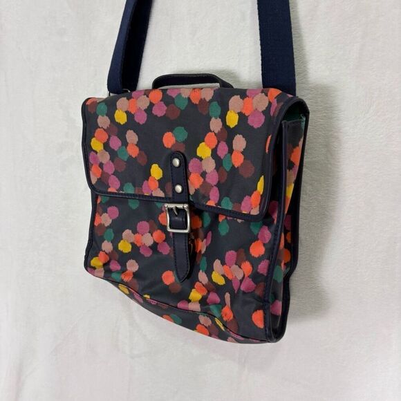 Fossil Navy with Colorful Dot Print Coated Canvas Messenger Bag - Picture 5 of 13